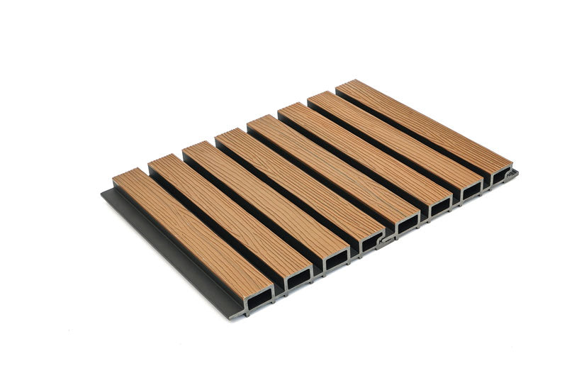 Weathered Teak Wood-Effect Exterior Slat Wall Paneling for Outdoors