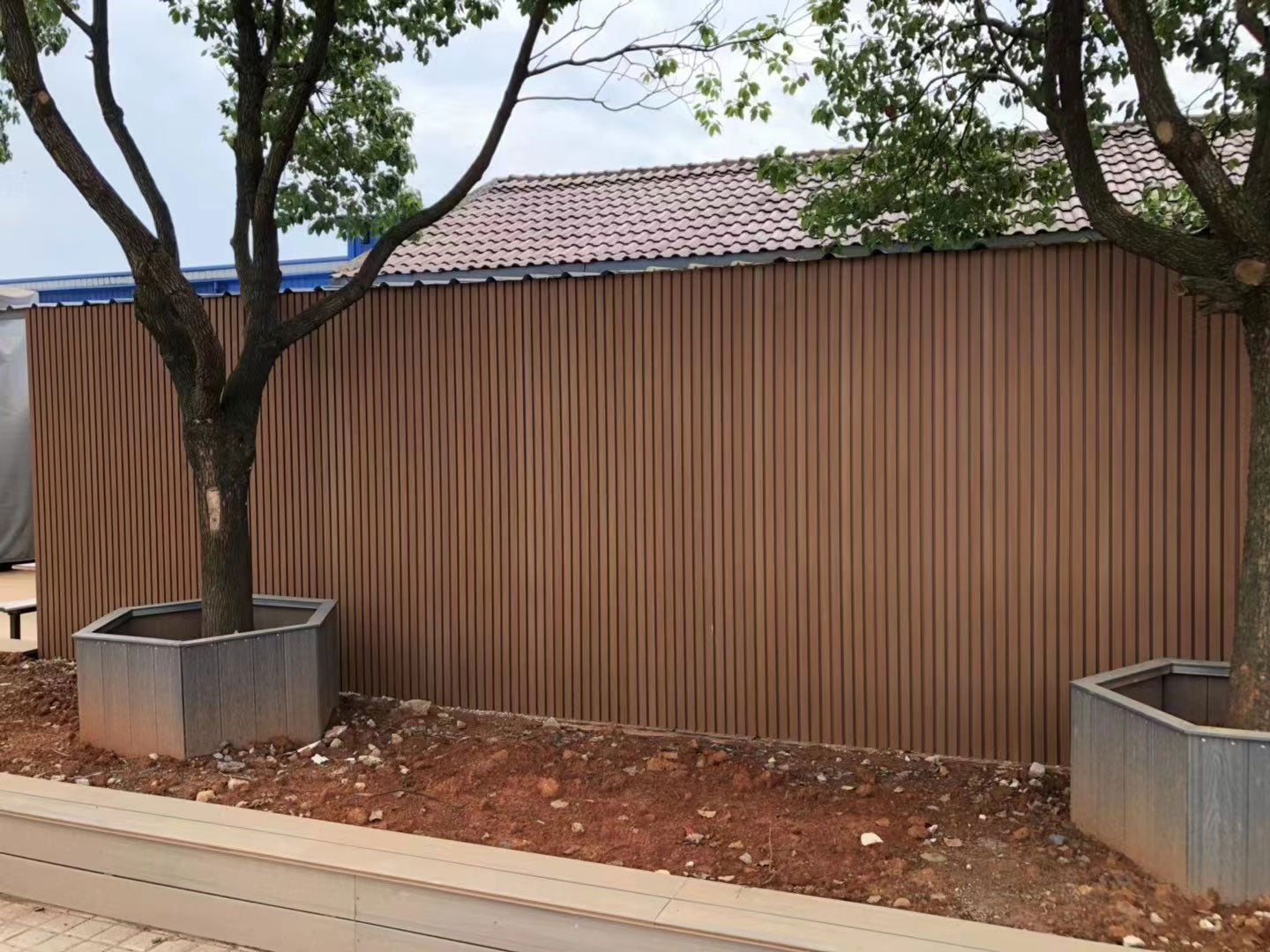 teak outdoor wall paneling