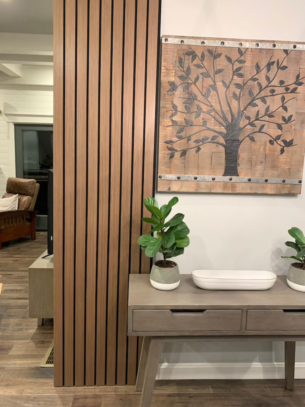 Teak Vinyl Slat Panels For Walls