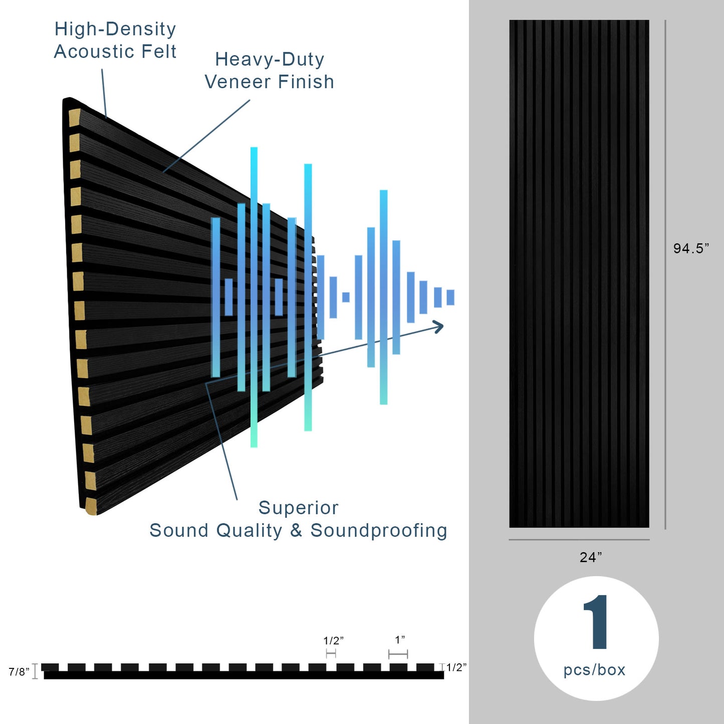 black soundproof wood panels