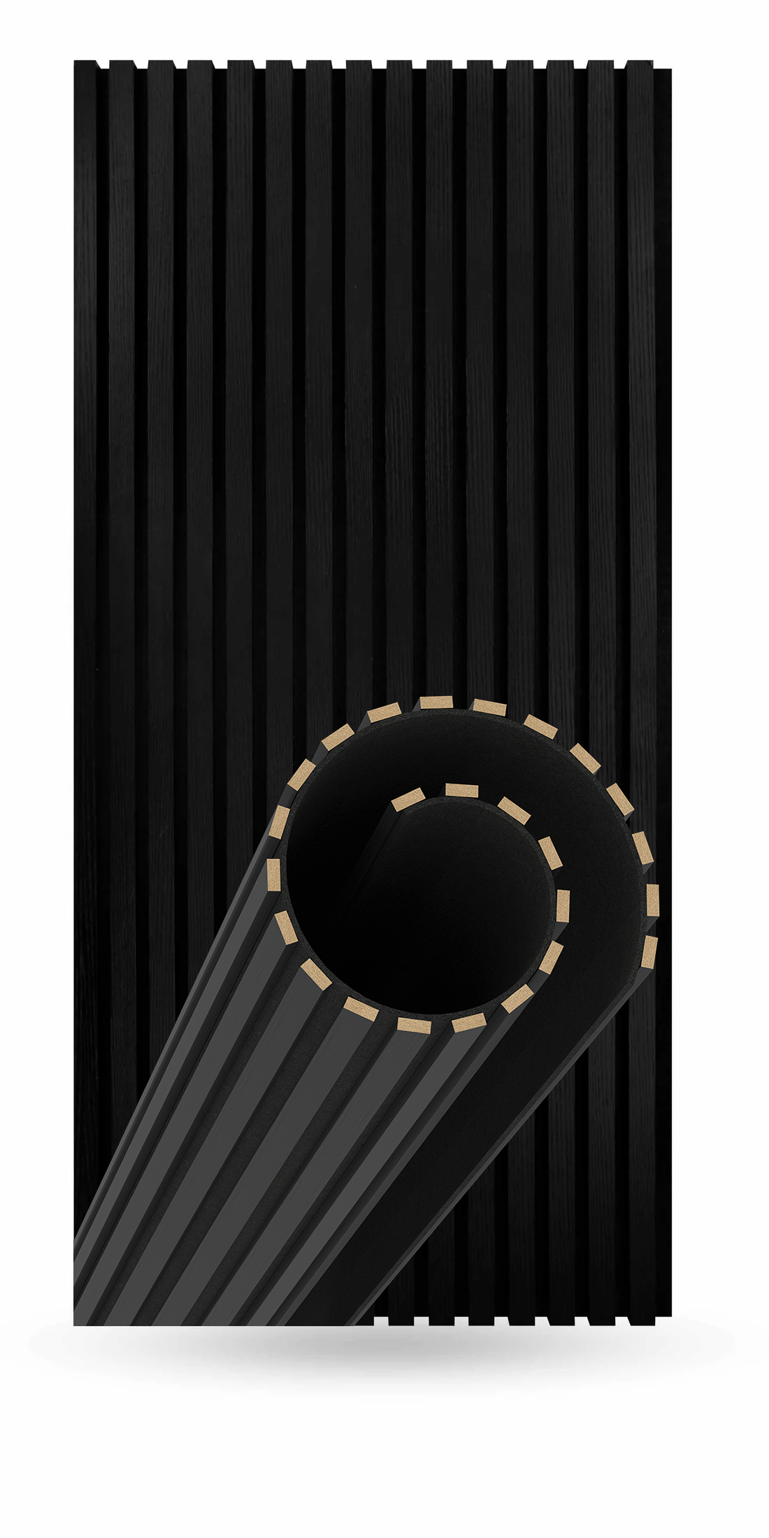 Flexible Acoustic Slat Wood Wall Paneling Soundproofing Siding – Ultra Black by SlatSolution®