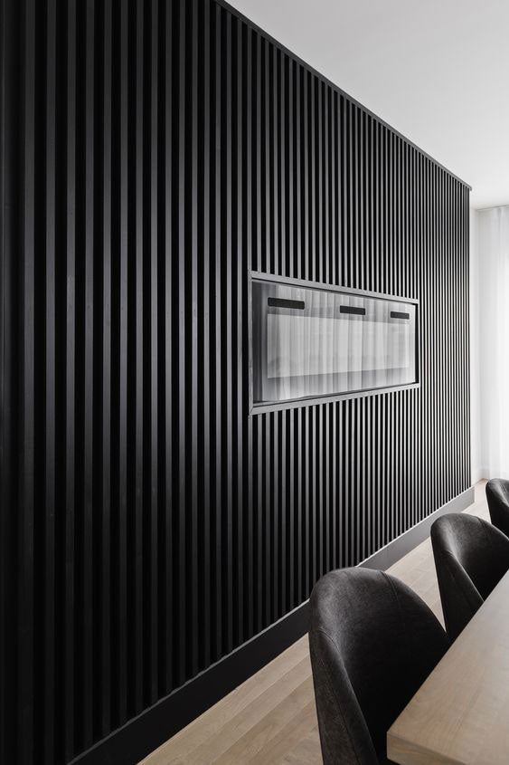 Ultra Black WPC Fluted Slat Wall Panels