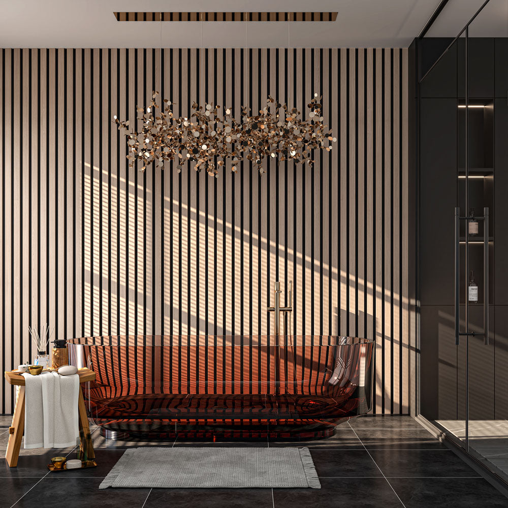 Vanilla Oak Acoustic Slat Wood Paneling for Soundproofing Walls