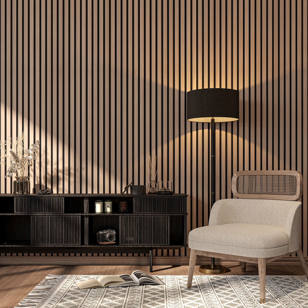 Vanilla Oak Acoustic Slat Wood Paneling for Soundproofing Walls
