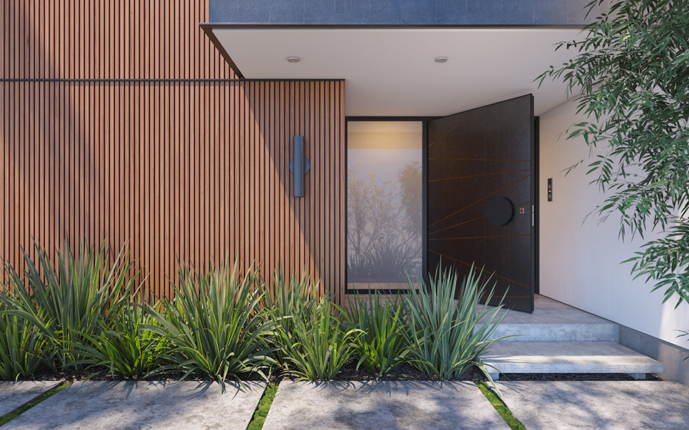 Weathered Teak With Black Accents Exterior Slat Wall Paneling, Cladding, Siding for Outdoors
