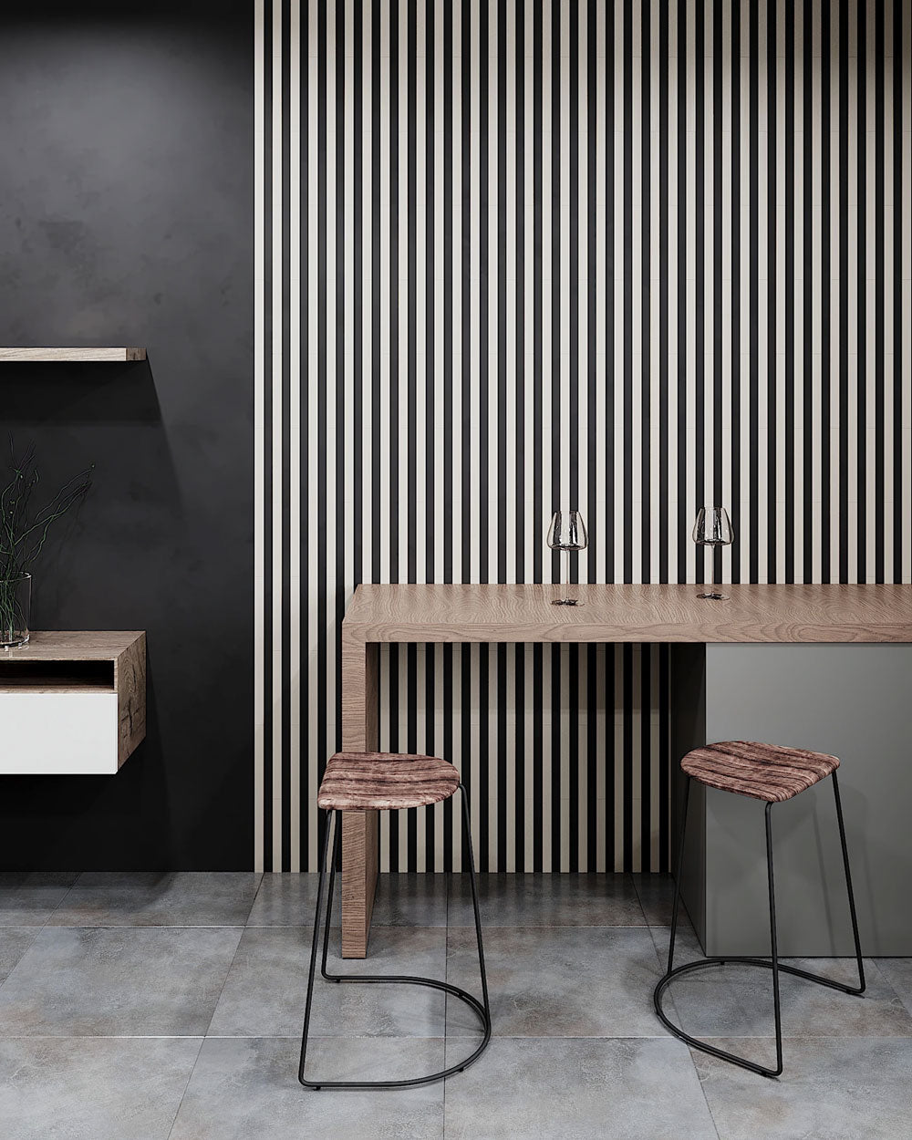White Oak Vinyl Slat Panels For Walls