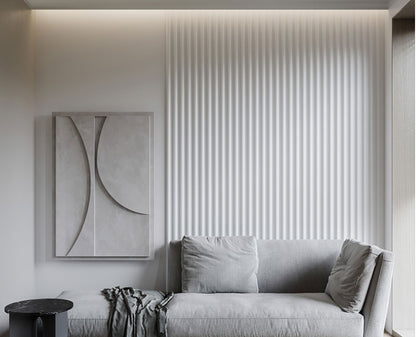 Off-White Slat Wood Panels for Walls - Sleek (106" x 5 3/4")