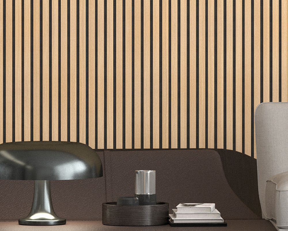 Maple With Black Accents With Black Accents Wood Slat Panels for Walls - Stout