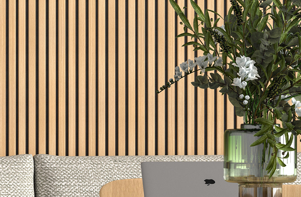 Maple With Black Accents With Black Accents Wood Slat Panels for Walls - Stout