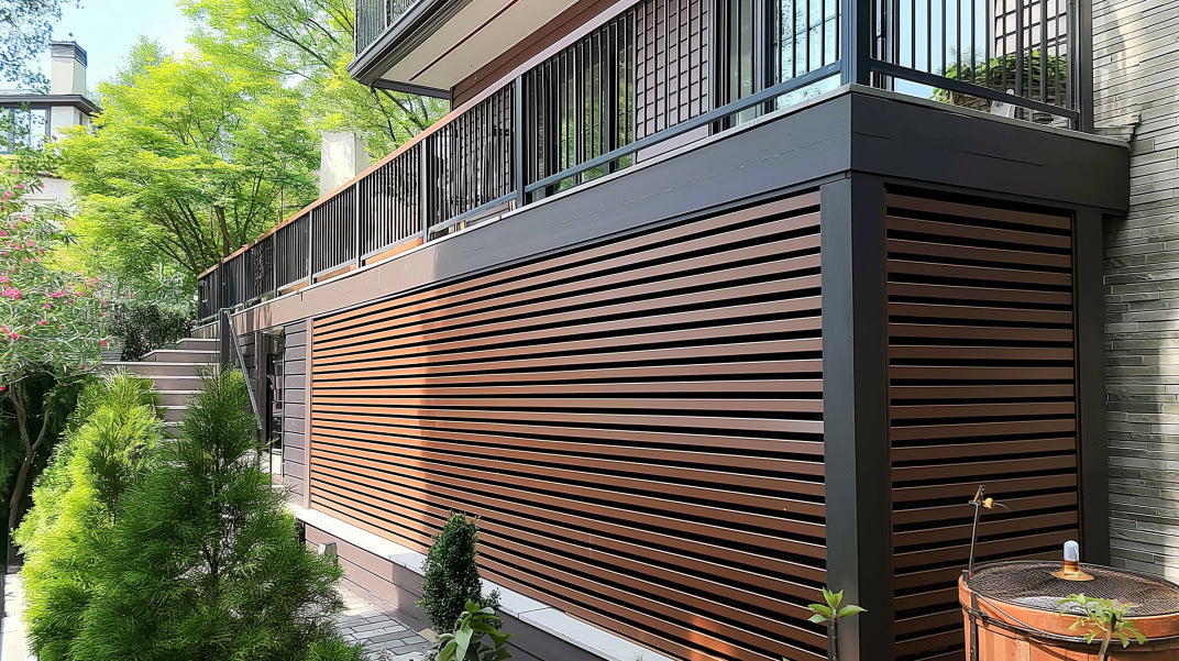 Dark Brown With Black Accents Exterior Slat Wall Paneling for Outdoors