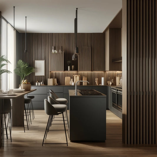 kitchen wood slats for walls