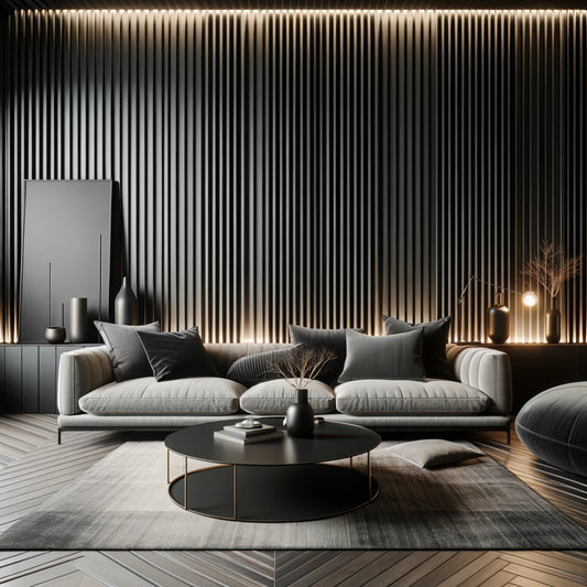 black wall paneling