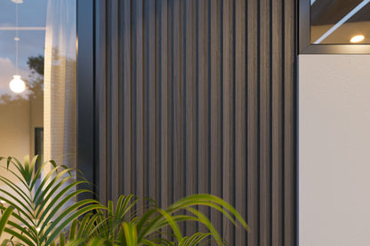 Charcoal Exterior Slat Siding Outdoor Wall Cladding Panels