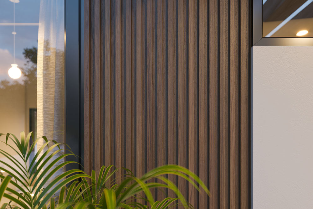 Weathered Teak Exterior Slat Siding Outdoor Wall Cladding Panels