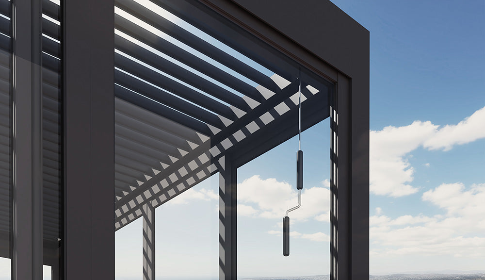 Cielos™ Louvered Roof Glass Pergola Outdoor Metal Gazebo Cabana Structure – Black 13' × 10' ft