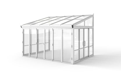 Brisas™ Bi-Fold Door Glass Sunroom &amp; Solarium (White – 12 ft. Wide)
