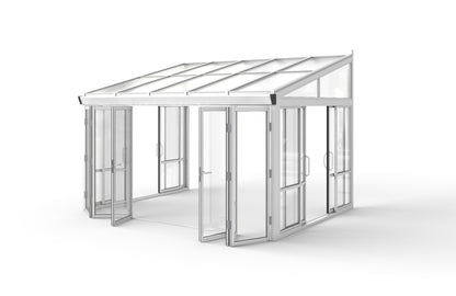 Brisas™ Bi-Fold Door Glass Sunroom &amp; Solarium (White – 12 ft. Wide)