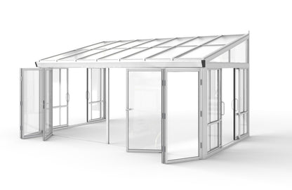 Brisas™ Bi-Fold Door Glass Sunroom &amp; Solarium (White – 16.7 ft. Wide)