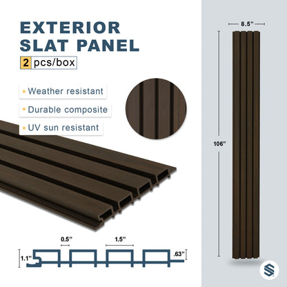 Dark Brown With Black Accents Exterior Slat Wall Paneling, Cladding, Siding for Outdoors