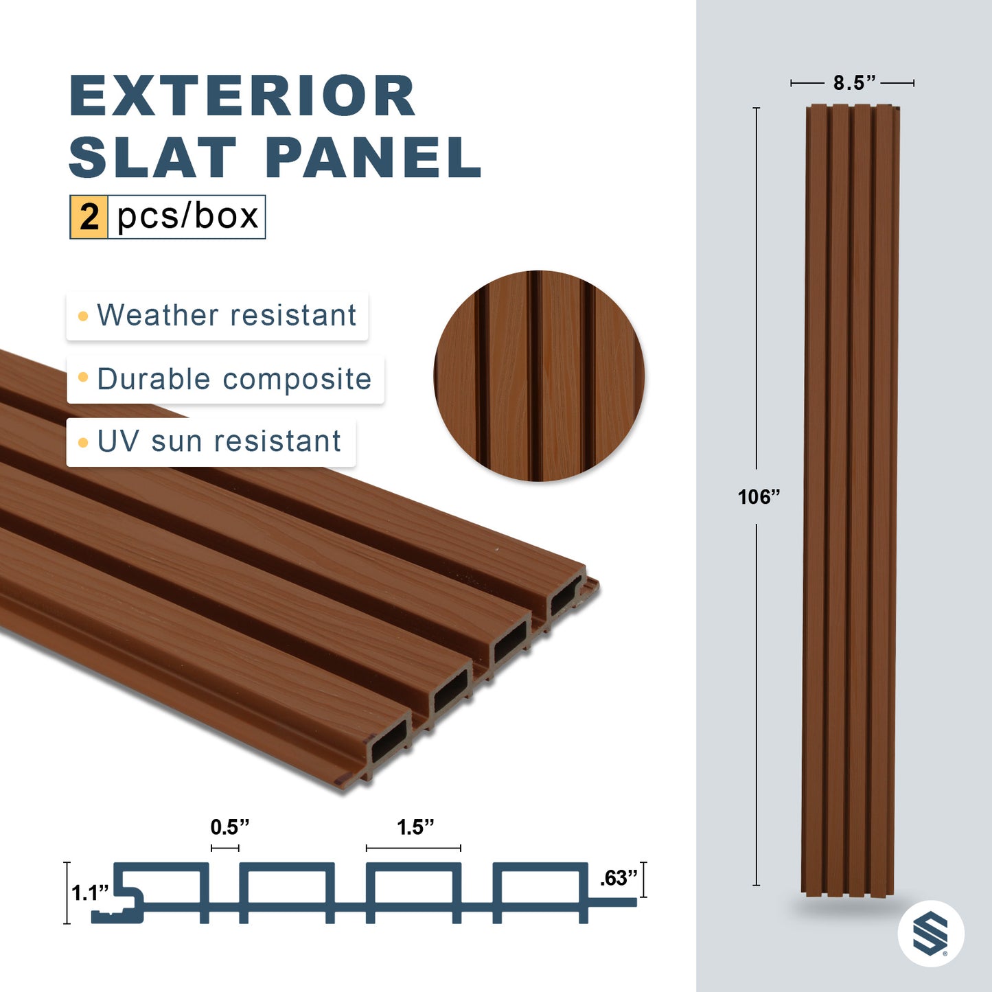 Teak Embossed Wood-Effect Exterior Slat Wall Paneling for Outdoors