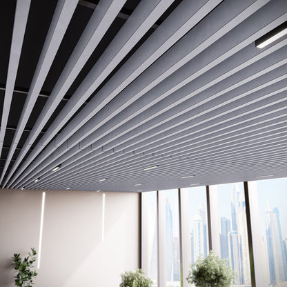 Suspended Acoustic Drop Ceiling Wood Baffle System – Pure White