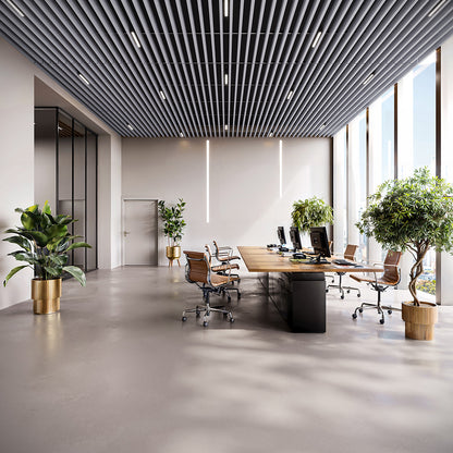 Suspended Acoustic Drop Ceiling Wood Baffle System – Pure White