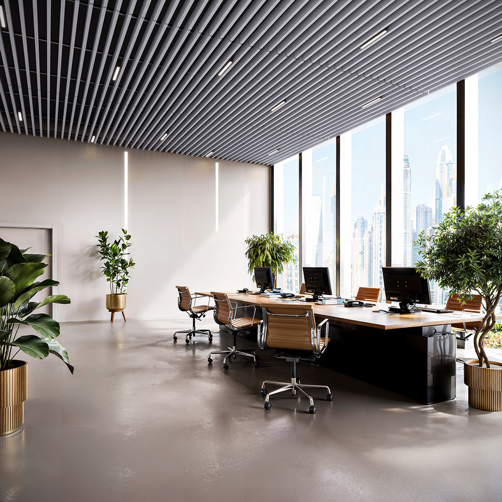 Suspended Acoustic Drop Ceiling Wood Baffle System – Pure White