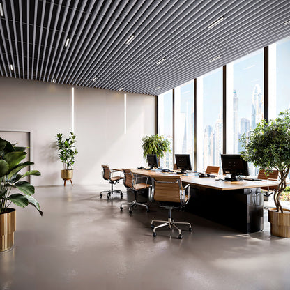 Suspended Acoustic Drop Ceiling Wood Baffle System – Pure White
