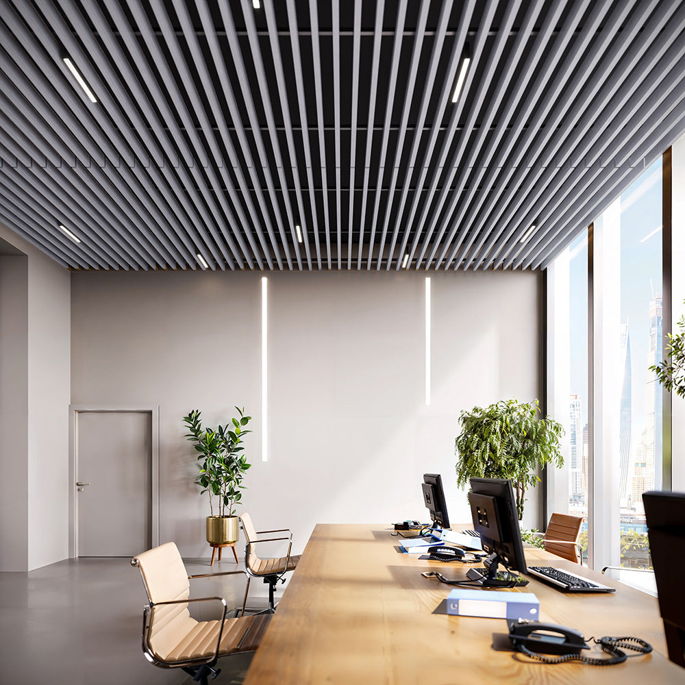 Suspended Acoustic Drop Ceiling Wood Baffle System – Pure White