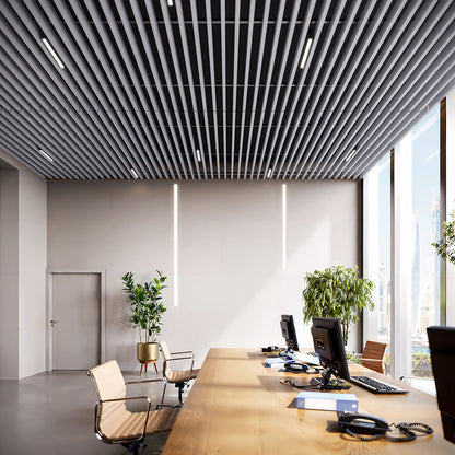 Suspended Acoustic Drop Ceiling Wood Baffle System – Pure White