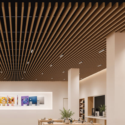 Suspended Acoustic Drop Ceiling Wood Baffle System – Antique Maple