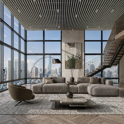 Suspended Acoustic Drop Ceiling Wood Baffle System – Light Walnut