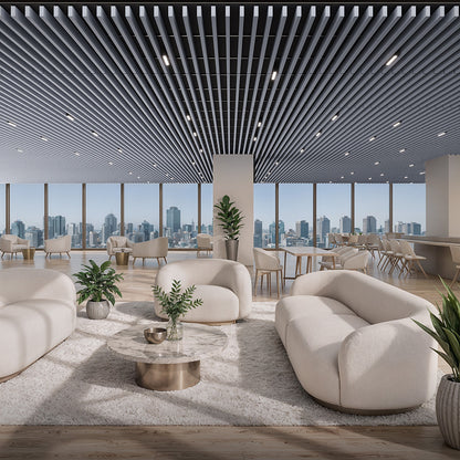 Suspended Acoustic Drop Ceiling Wood Baffle System – Pure White