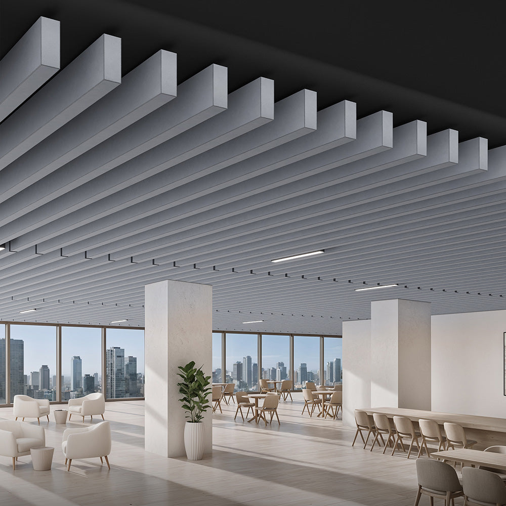 Suspended Acoustic Drop Ceiling Wood Baffle System – Pure White
