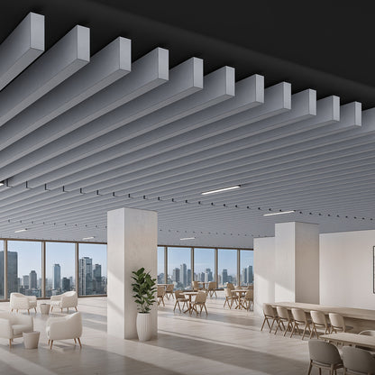 Suspended Acoustic Drop Ceiling Wood Baffle System – Pure White