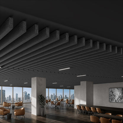 Suspended Acoustic Drop Ceiling Wood Baffle System – Ultra Black