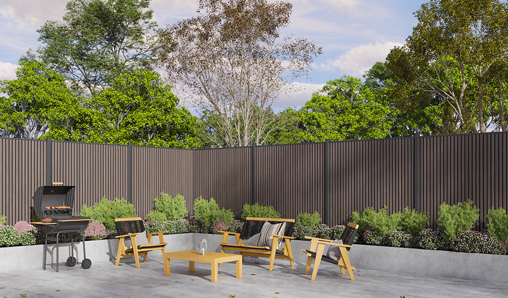All-Weather WPC Composite Fence Slat Panel System - American Walnut