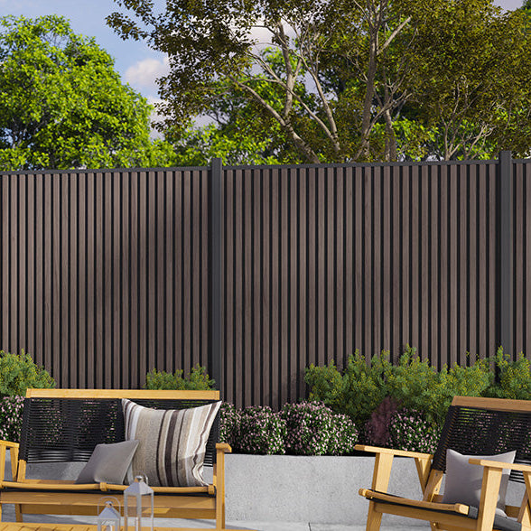 All-Weather WPC Composite Fence Slat Panel System - American Walnut