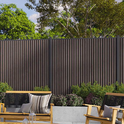 All-Weather WPC Composite Fence Slat Panel System - American Walnut