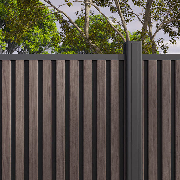 All-Weather WPC Composite Fence Slat Panel System - American Walnut