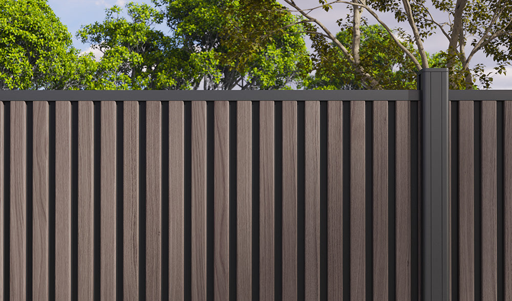 All-Weather WPC Composite Fence Slat Panel System - American Walnut