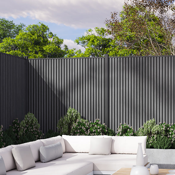 All-Weather WPC Composite Fence Slat Panel System - Graphite Charcoal Gray