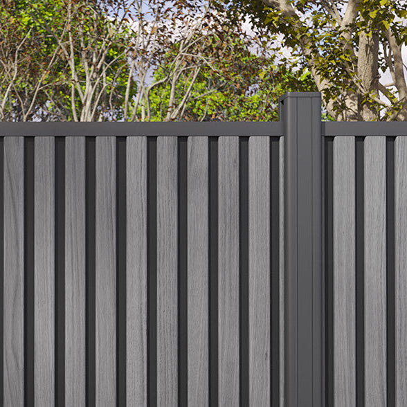 All-Weather WPC Composite Fence Slat Panel System - Graphite Charcoal Gray
