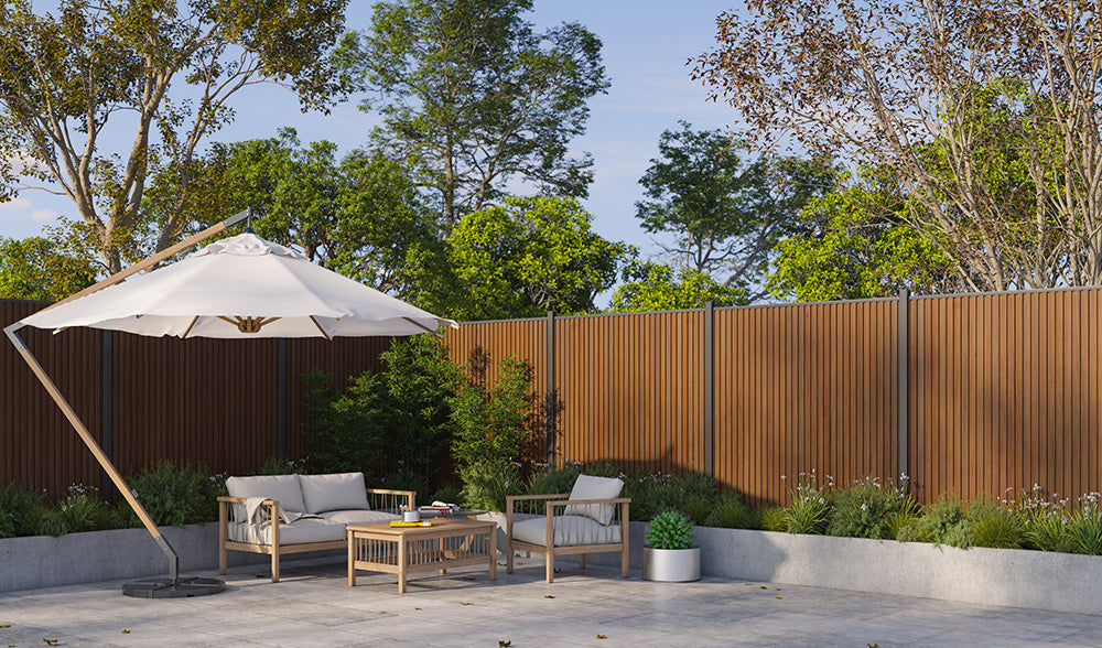 All-Weather WPC Composite Fence Slat Panel System - Weathered Teak 