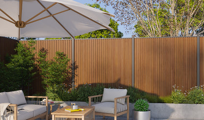 All-Weather WPC Composite Fence Slat Panel System - Weathered Teak 
