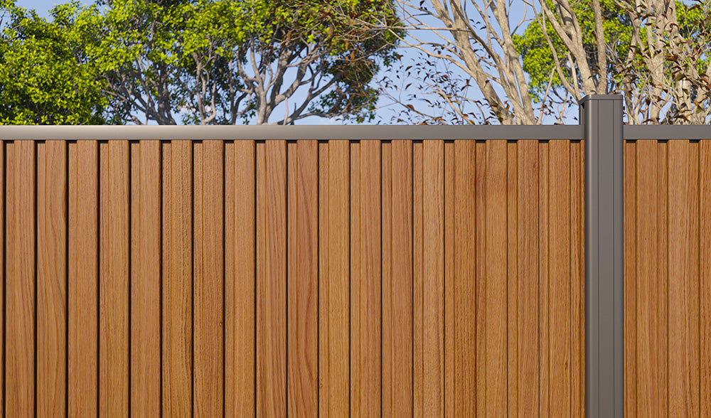 All-Weather WPC Composite Fence Slat Panel System - Weathered Teak 