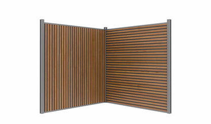 All-Weather WPC Composite Fence Slat Panel System - Weathered Teak With Black Accents