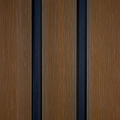 All-Weather WPC Composite Fence Slat Panel System - Weathered Teak With Black Accents