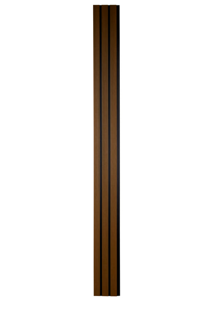 All-Weather WPC Composite Fence Slat Panel System - Weathered Teak With Black Accents