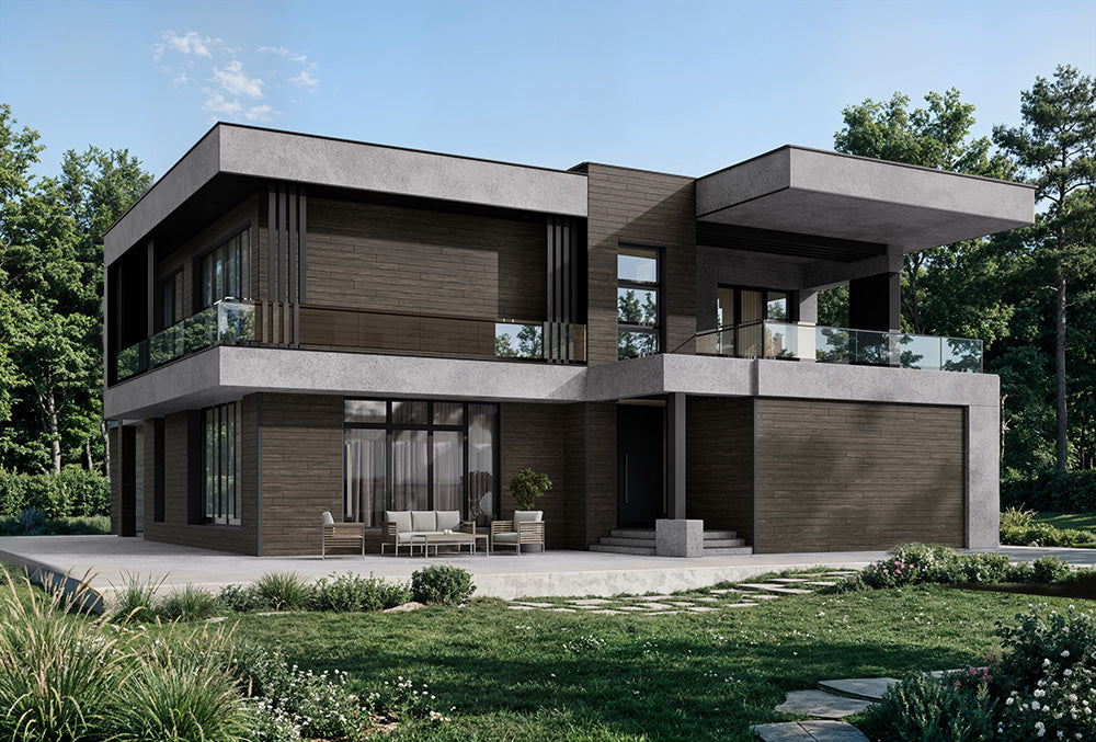 Enhanced Grain Wood-Like Composite Siding, Exterior Wall Paneling - American Walnut